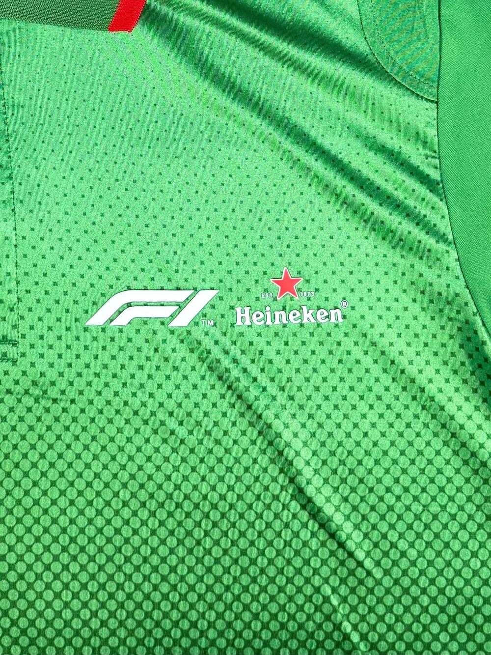 Official F1 Formula 1 x Heineken Men's Short Sleeve Polo Shirt Green Red, XL - Picture 2 of 8